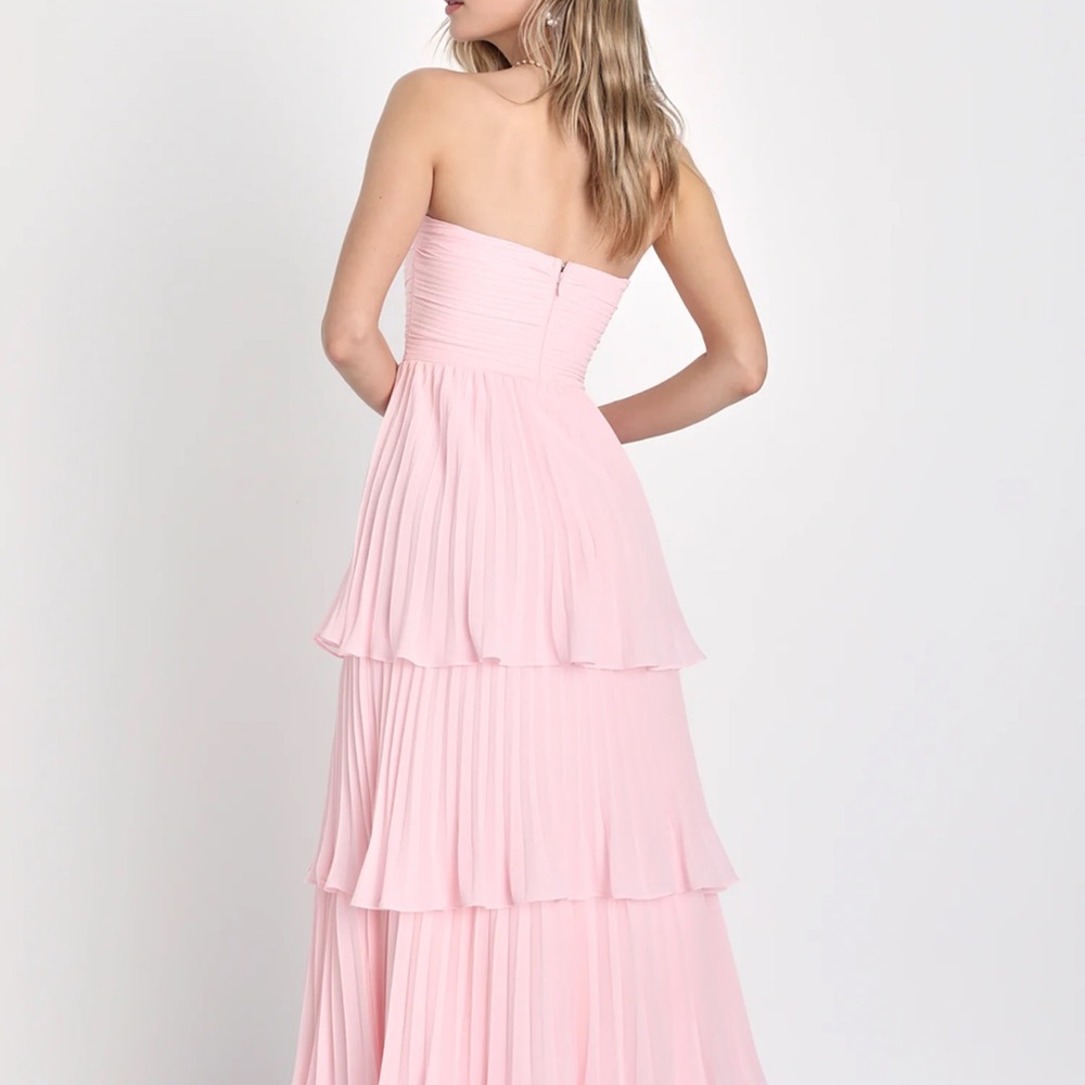 Lulus Light Pink Strapless Tiered Maxi Dress - Picture 2 of 4